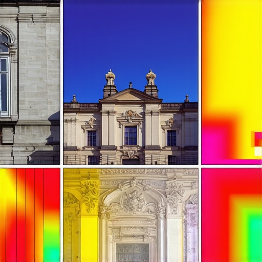 Technicians using infrared thermography and ultrasonic testing on a historic building facade.