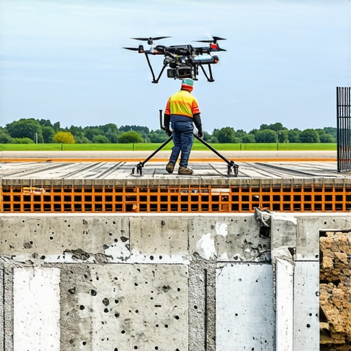 Drone GPR Foundation Inspection Drone equipped with GPR technology performing foundation survey
