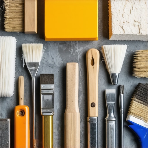 Modern Masonry Repair Materials and Tools Close-up of advanced concrete repair materials and tools used in masonry restoration.
