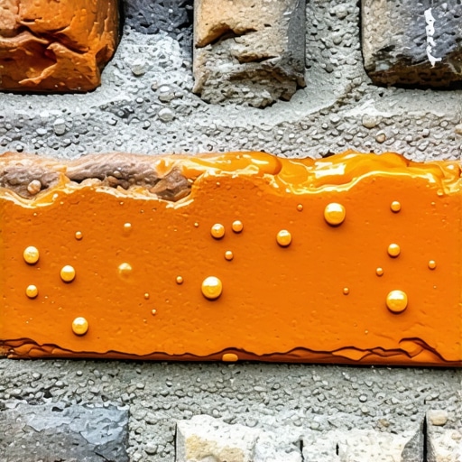 Detailed view of nano-coatings on brick surface showing water resistance and molecular layer