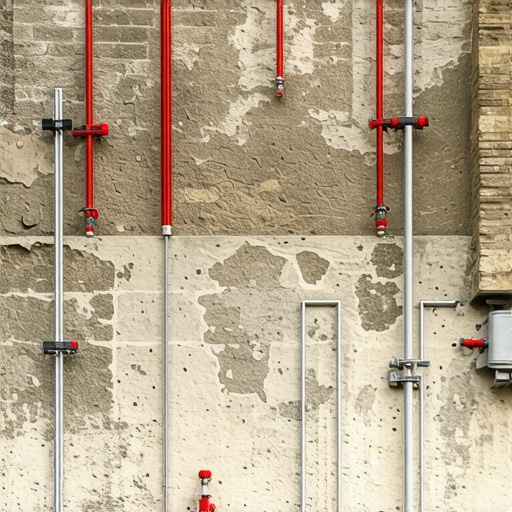 Illustration of vapor-permeable barriers and drainage systems on masonry wall