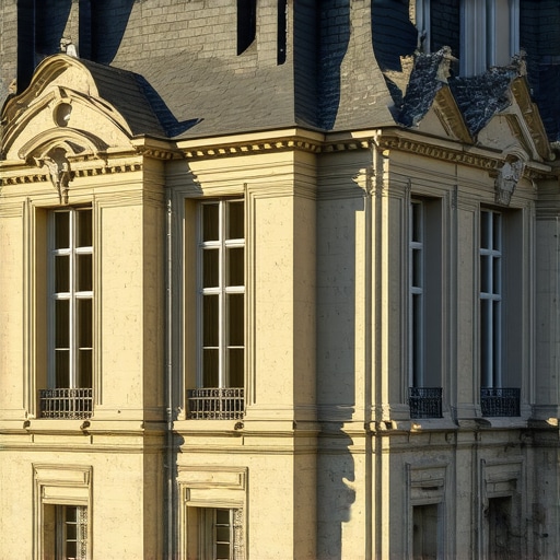 A digital rendering showing a historic building with laser cleaning equipment and 3D scanning devices in use.