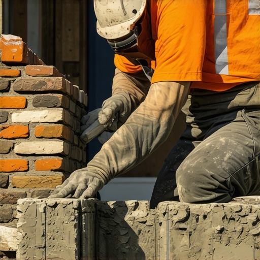 Nano-Enhanced Masonry Repair in Action Mason applying nano-enhanced mortar to a brick wall during restoration.
