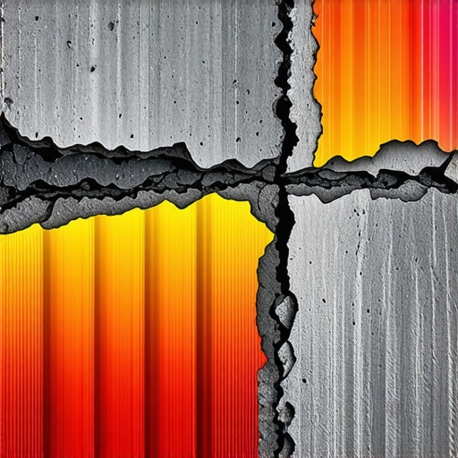 Close-up of nanotechnology-infused mortar actively repairing micro-cracks in concrete