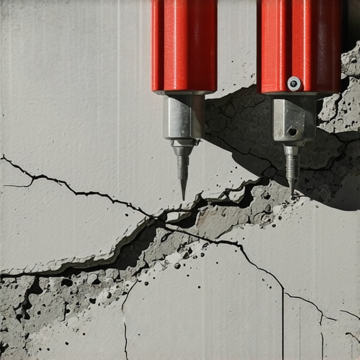 Microscopic view of nanomaterials sealing concrete cracks in modern restoration techniques