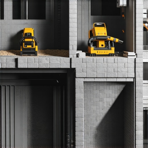 Futuristic scene showing advanced masonry repair with nanotechnology and 3D printing