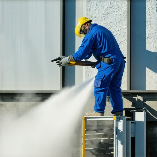 Facade cleaning using ultrasonic technology highlighting eco-friendly masonry restoration.