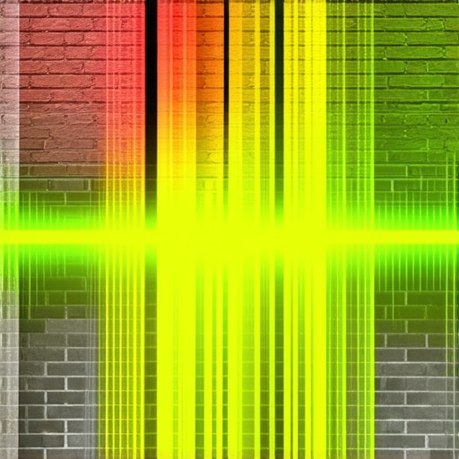 GPR scan revealing subsurface cracks in masonry wall.
