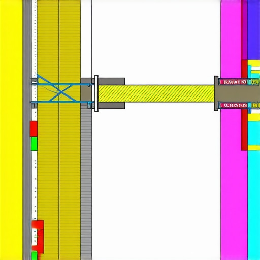 Diagram illustrating load distribution techniques in masonry reinforcement, highlighting post-tensioning and finite element analysis.