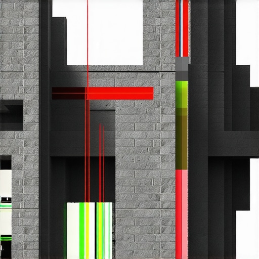 Masonry Structural Health Monitoring System Wireless sensors embedded in brick wall illustrating data transmission for structural health monitoring.