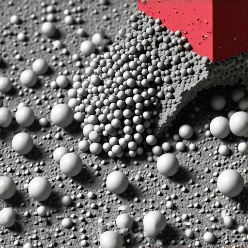 Nano-Enhanced Masonry Mortar Close-up Macro shot of nano-engineered mortar with nanomaterials improving bonding and durability.