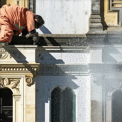 Close-up view of advanced nano-infused mortar being applied to brickwork for enhanced durability